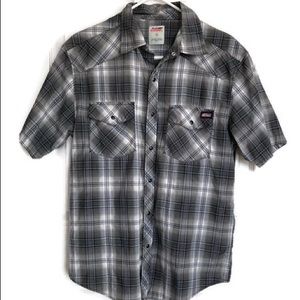 Dickies Black, Gray & White Short Sleeve Button Down Size M